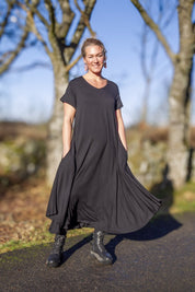 Sort kjole Ballerina V-hals Sort