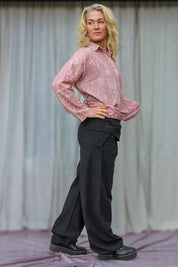 Black Wrap Pants Breath Linen Black