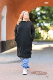 Black Knitted Sweater Dress Backa Black