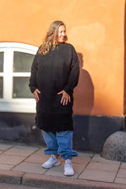 Black Knitted Sweater Dress Backa Black