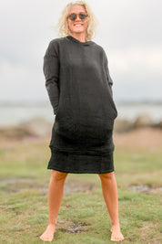 Black Knitted Sweater Dress Backa Black