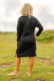 Black Knitted Sweater Dress Backa Black