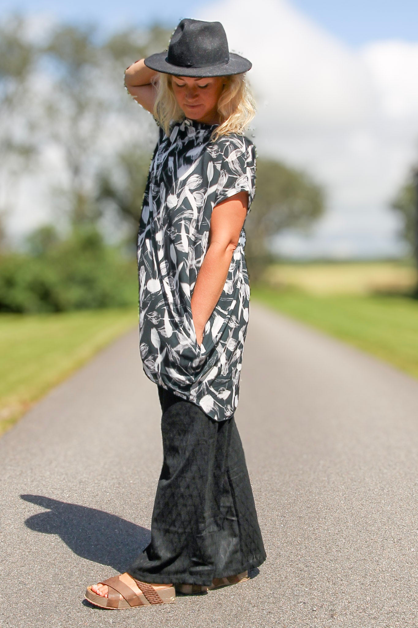 Zwarte Tuniek Dalia Zwarte Print