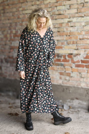 Black Floral Dress Sahara Longsleeve Black Flower