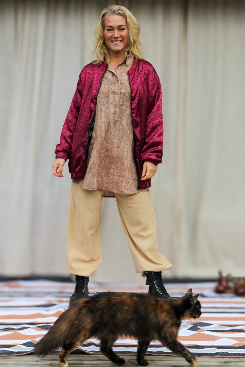 Burgundy Leopard Print Jacket Koster Maroon