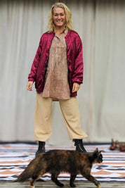 Burgundy Leopard Print Jacket Koster Maroon
