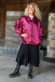 Burgundy Leopard Print Jacket Koster Maroon