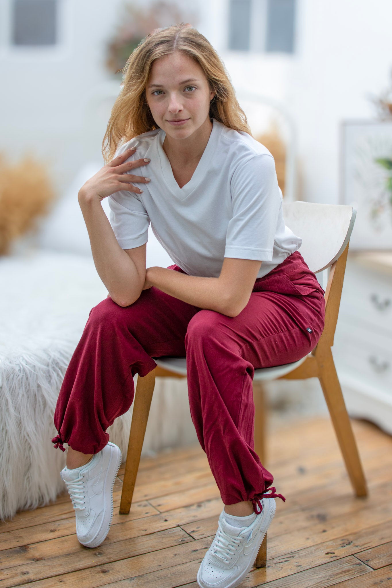 Burgundy Linen Trousers Hemsjö Maroon