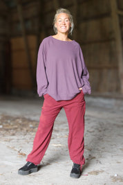 Burgundy Linen Trousers Hemsjö Maroon
