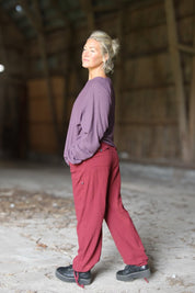 Burgundy Linen Trousers Hemsjö Maroon