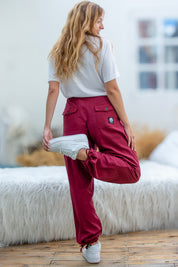 Burgundy Linen Trousers Hemsjö Maroon