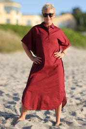 Vinröd Linneklänning Lofoten Maroon
