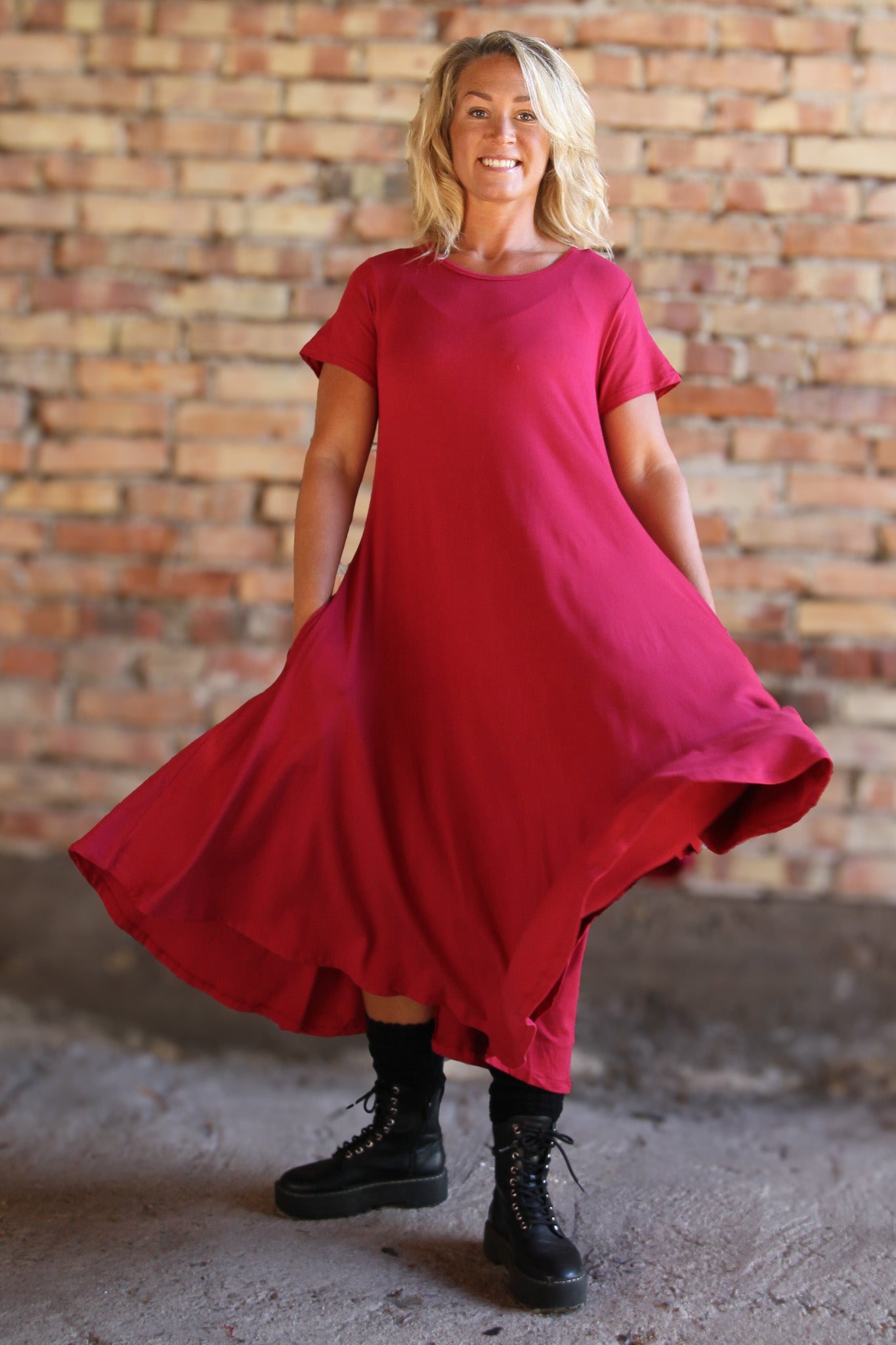 Vinröd Klänning Ballerina Original Wine Red