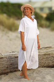 White Linen Dress Lofoten Cloud White