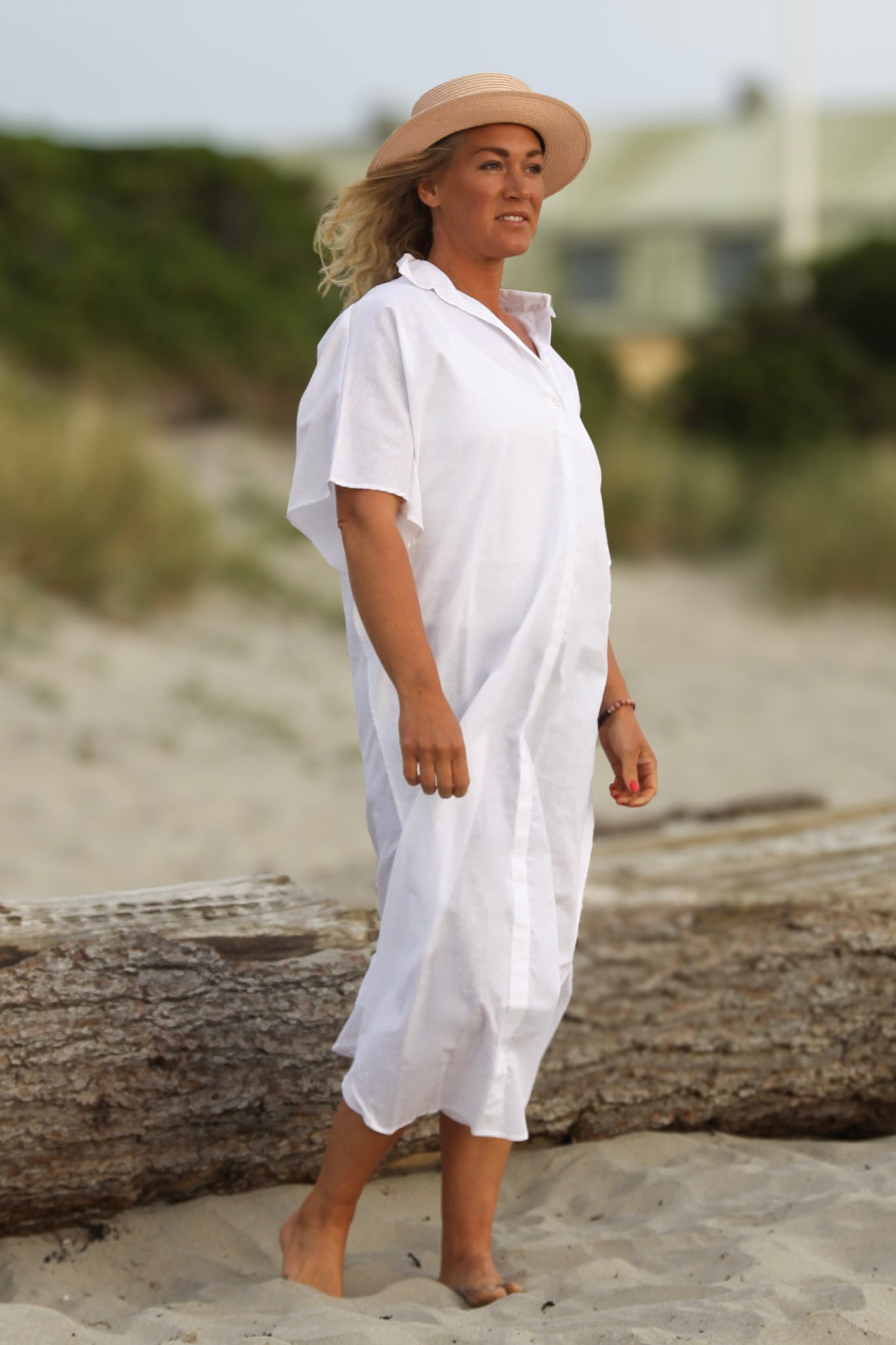 White Linen Dress Lofoten Cloud White