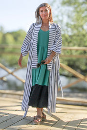 White Striped Kimono Aomori White