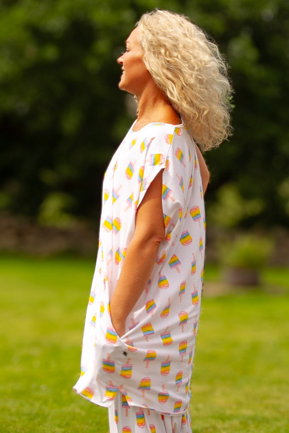 Witte T-shirtjurk Magic Icecream Witte basis