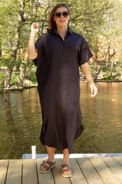 Schwarzes Leinenkleid Lofoten Schwarz