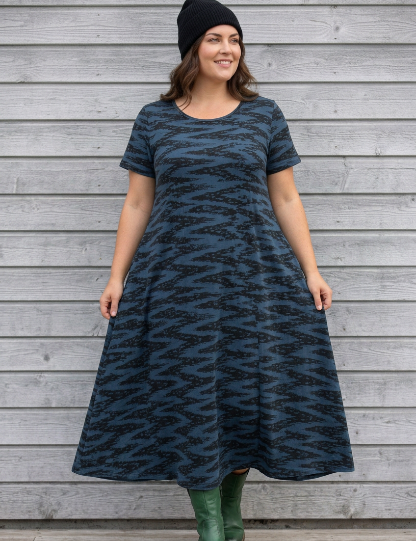 Ballerina Original Short Sleeve – Dark Blue Black Ziczac Art