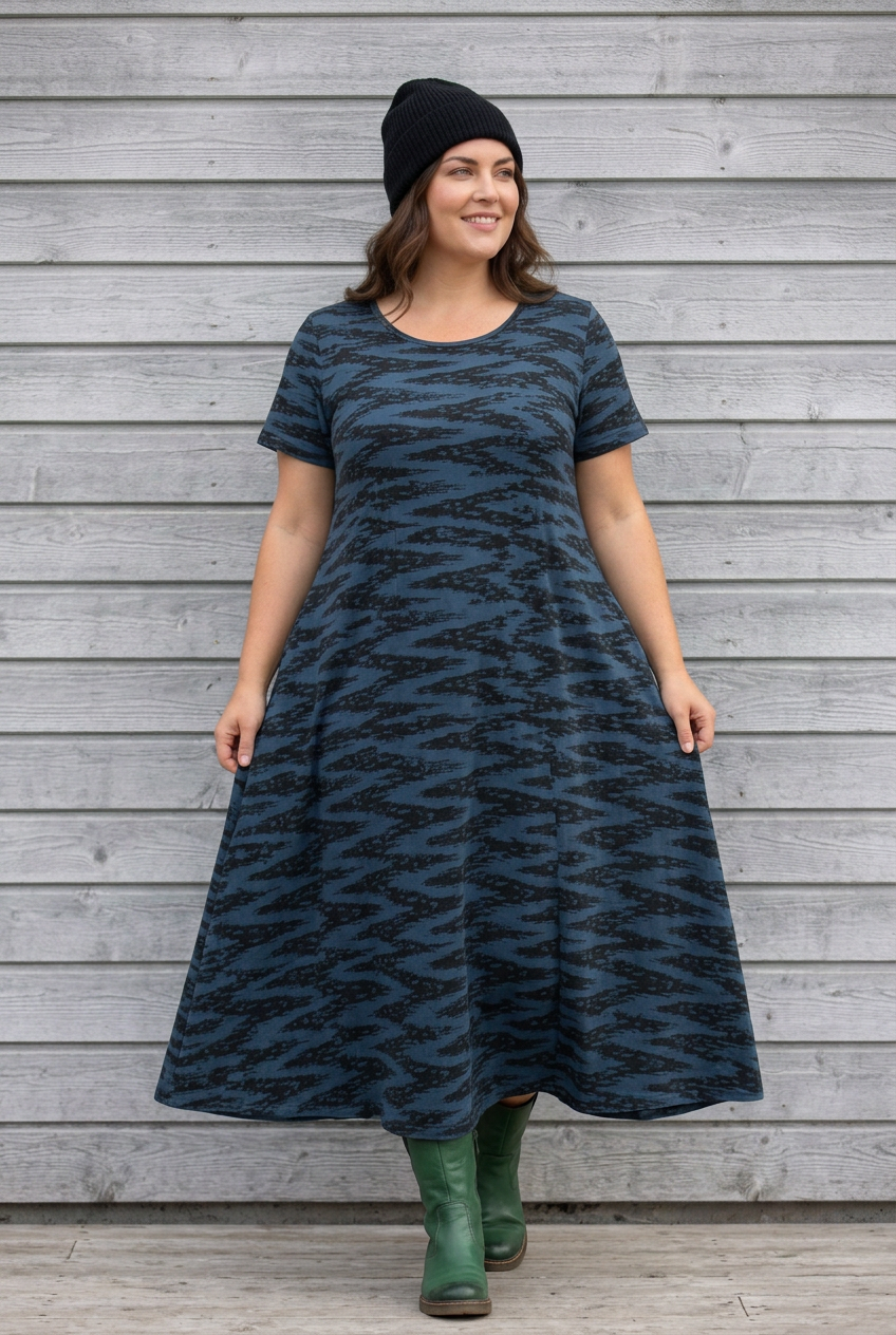 Ballerina Original Short Sleeve – Dark Blue Black Ziczac Art