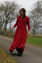 Maroon red maxiklänning Melody – V-neck