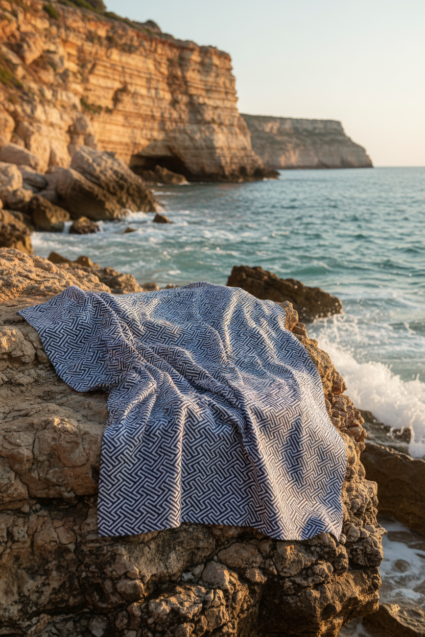 Draperad över klippor