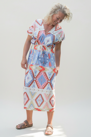 Blue Patterned Dress Väddö Blue Base