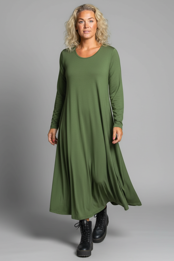 Grünes Kleid Ballerina Langarm Warmes Grün