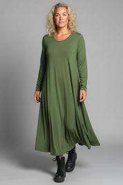 Grünes Kleid Ballerina Langarm Warmes Grün