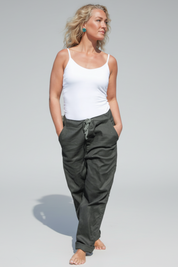 Green Linen Trousers Porto Green