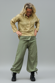 Green Wrap Pants Breath Linen Green