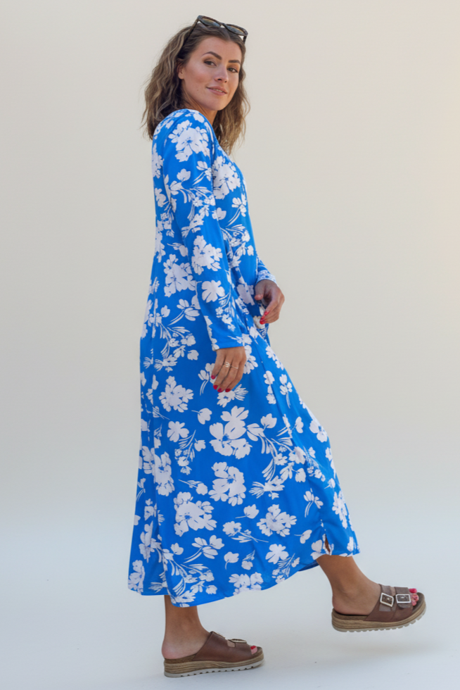 Blue Floral Dress Riviera Sky Blue