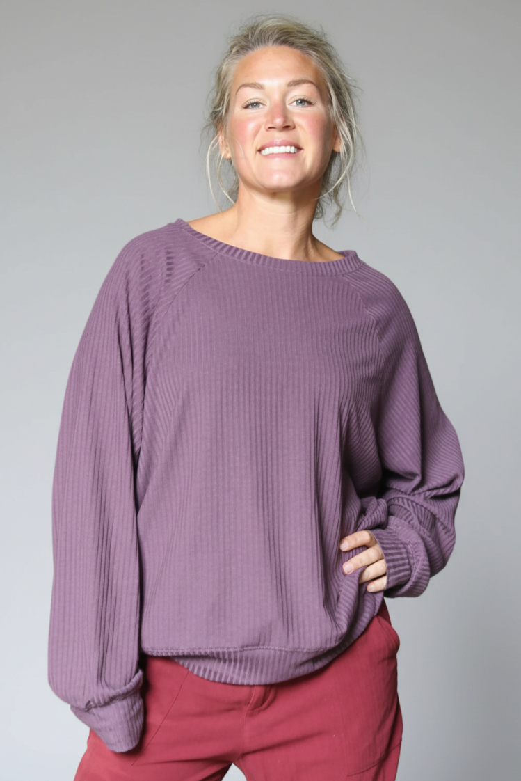 Lila Ribbad Tröja Soft Purple Grey
