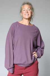 Lila Ribbad Tröja Soft Purple Grey