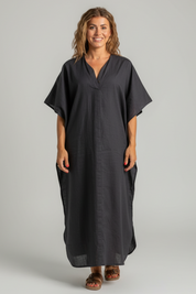 Dark Grey Linen Dress Lofoten Dark Grey