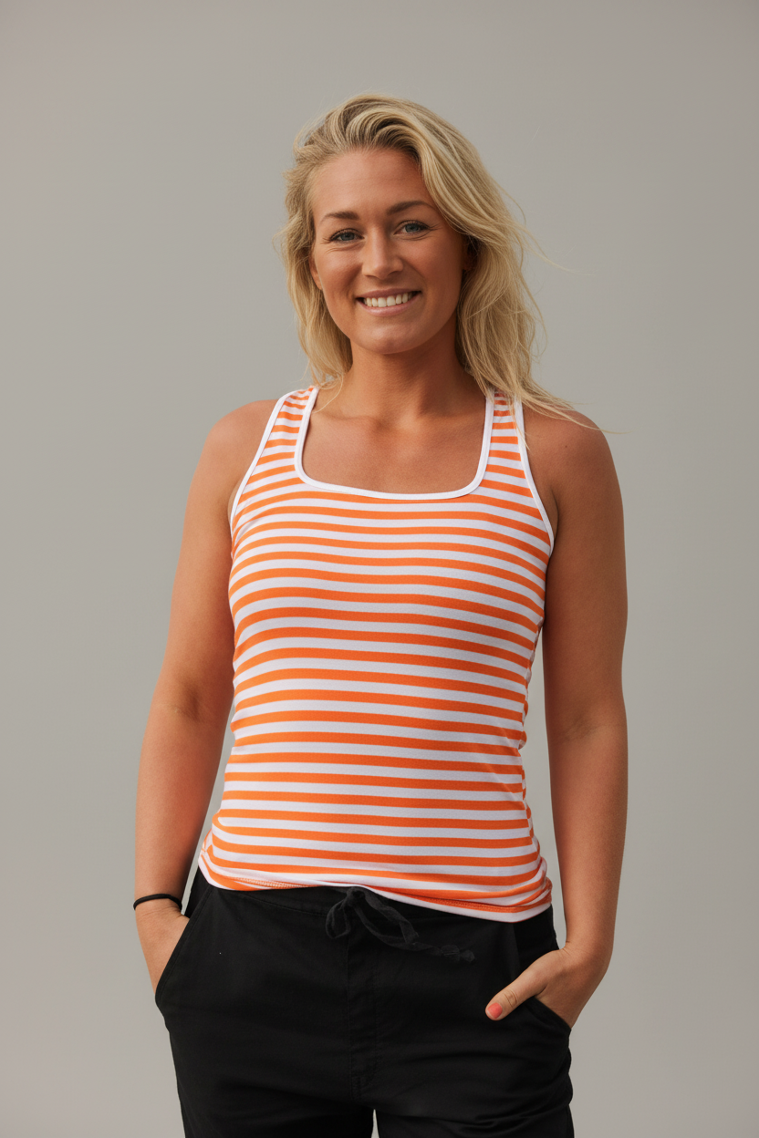 Orange/Vitt Linne Sara Orange/White
