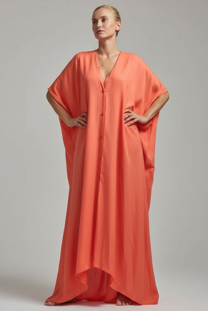 Roze Kaftan Jurk Olinda Perzik-Rood