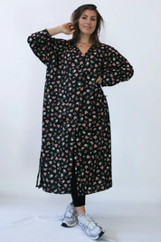 Black Floral Dress Sahara Longsleeve Black Flower
