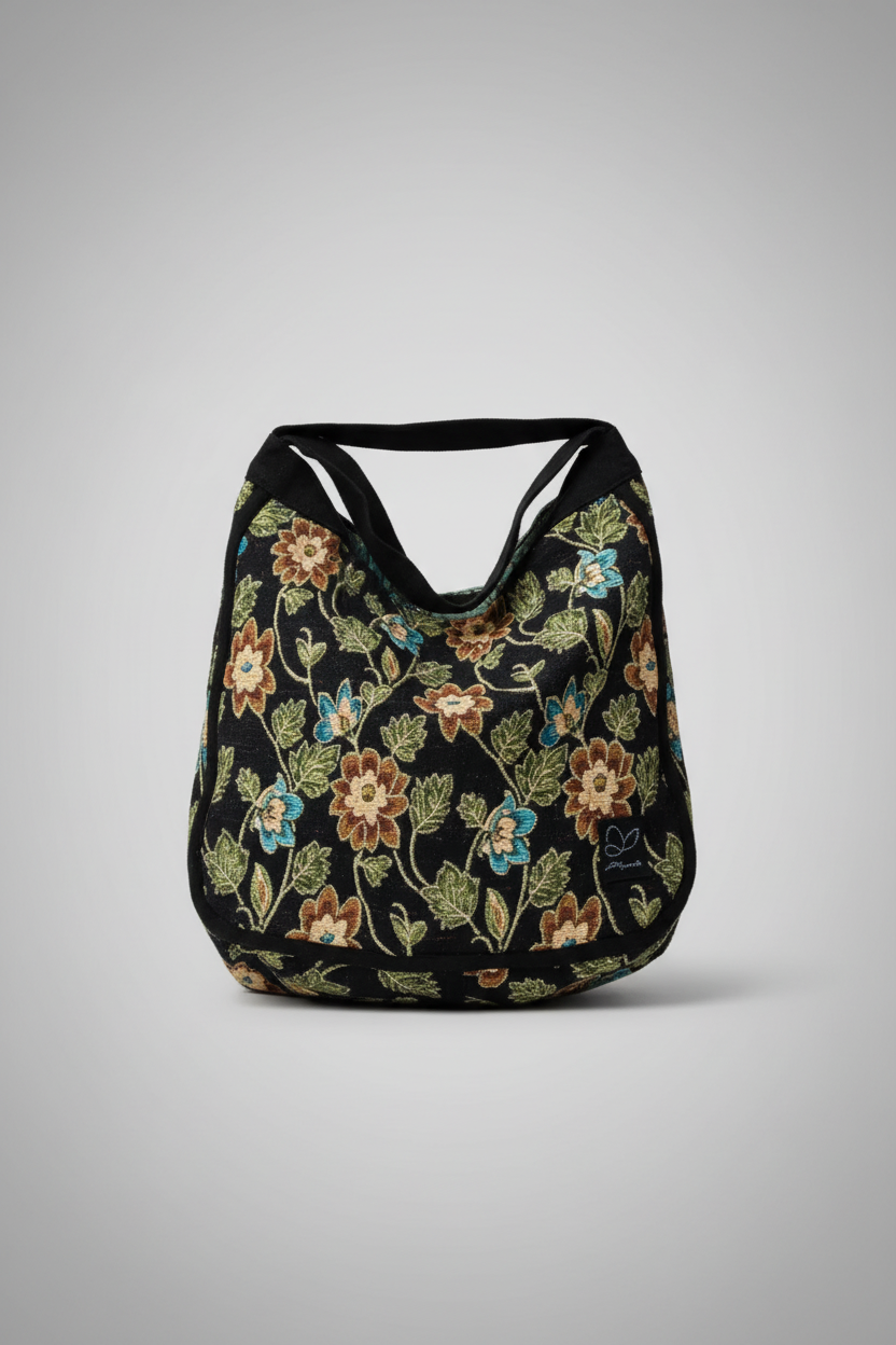 Black Floral Bag Hamra Black Base Flower Print