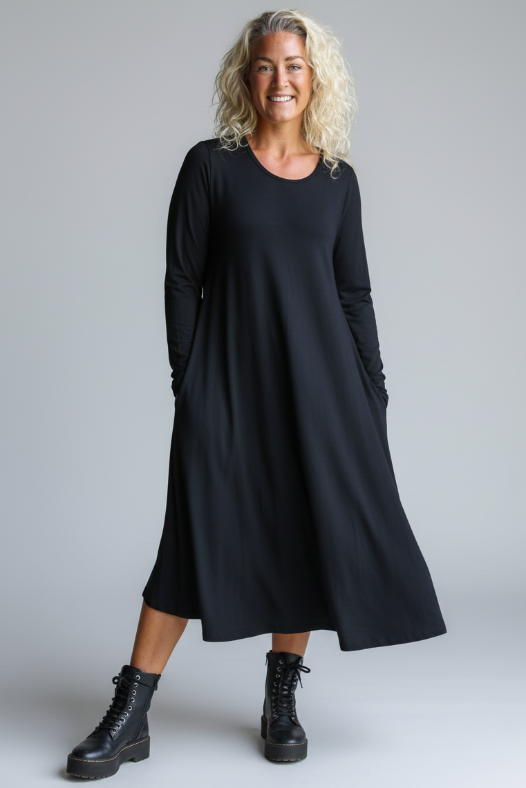 Sort kjole Ballerina Langærmet Sort