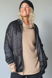 Svart Leopardprint Jakke Koster Sort