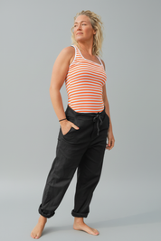 Black Linen Trousers Porto Black