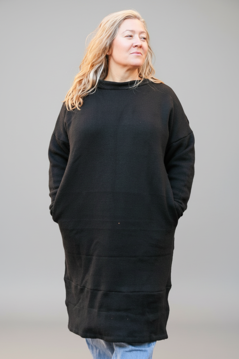 Svart Stickad Tröjklänning Backa Black