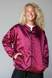 Burgundy Leopard Print Jakke Koster Maroon