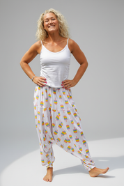White Harem Pants Yoggi Icecream White Base