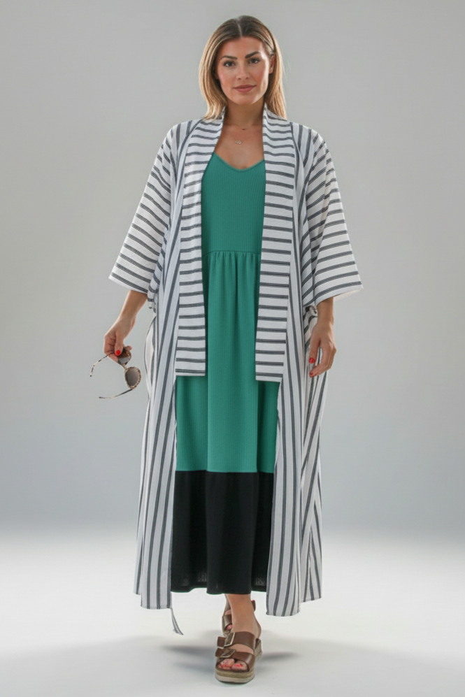 Valkoinen raidallinen kimono Aomori White
