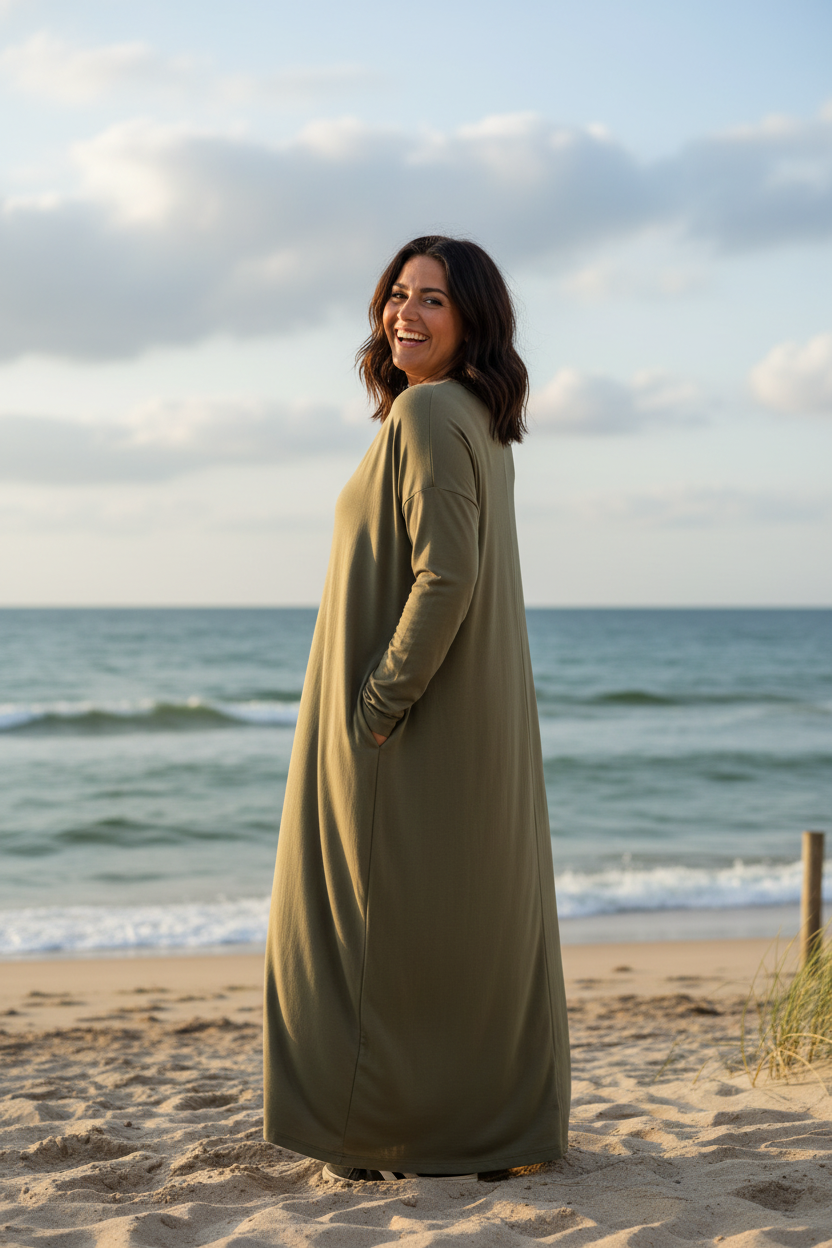 Från sidan, tittar över axeln