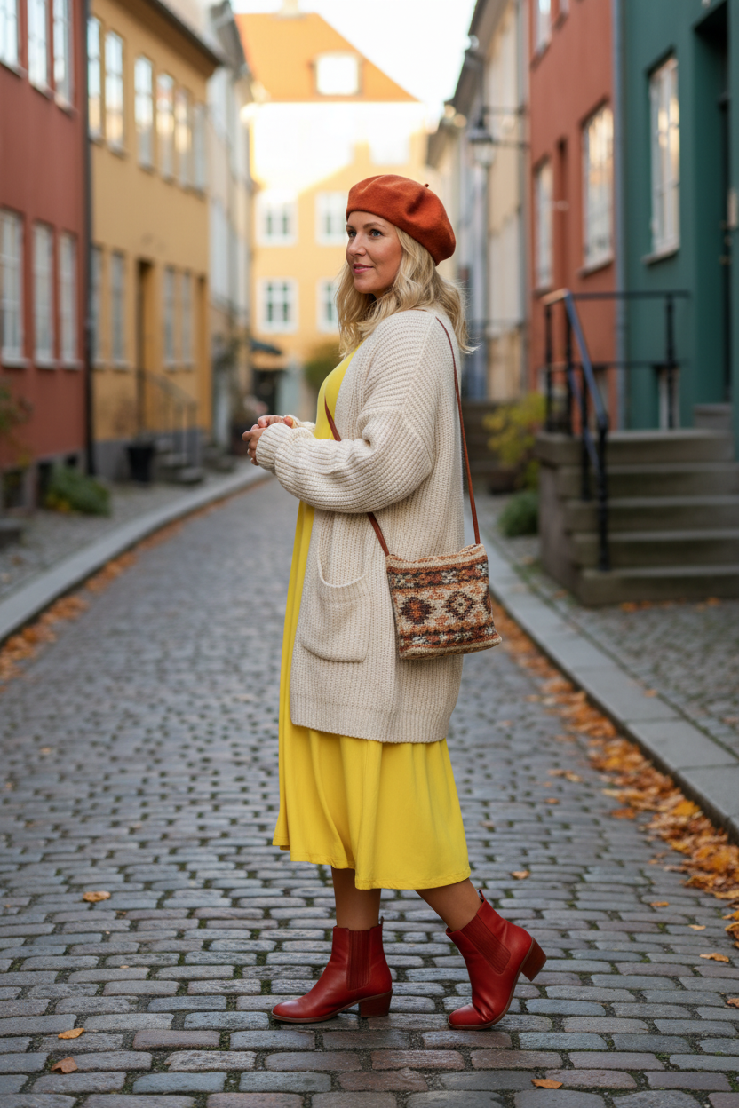 Gul Ballerina-klänning med bohemiska detaljer