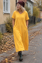 Höstpromenad på skandinavisk gata