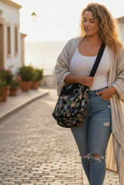 Black Floral Bag Hamra Black Base Flower Print